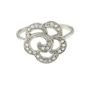 Roman Joyero Anillos<Anillo fino de plata con baño de rodio y flor de circonitas