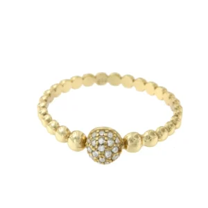 Roman Joyero Anillos<Anillo fino de plata con bolitas doradas y bola de circonitas