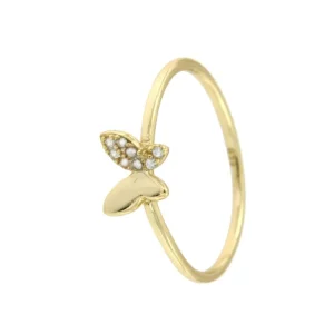 Roman Joyero Anillos<Anillo fino de plata con baño de oro, mariposa y circonitas