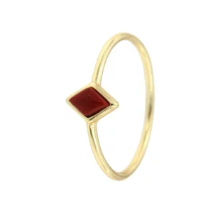 Roman Joyero Anillos<Anillo fino de plata con baño de oro y cuarzo rojo en rombo