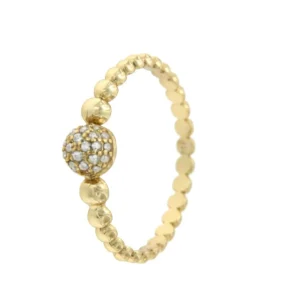 Roman Joyero Anillos<Anillo fino de plata con bolitas doradas y bola de circonitas