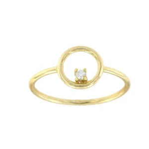 Roman Joyero Anillos<Anillo fino en plata chapada con círculo y circonita blanca