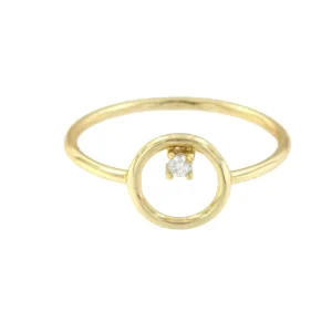 Roman Joyero Anillos<Anillo fino en plata chapada con círculo y circonita blanca