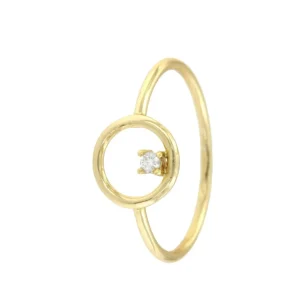 Roman Joyero Anillos<Anillo fino en plata chapada con círculo y circonita blanca