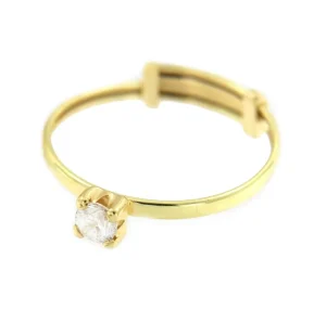 Roman Joyero Anillos<Anillo fino KELEBEK en oro amarillo con pequeña circonita central