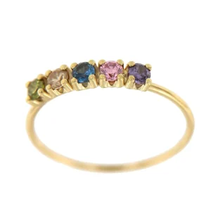 Roman Joyero Anillos<Anillo fino LALE en oro amarillo con pequeños cuarzos de colores