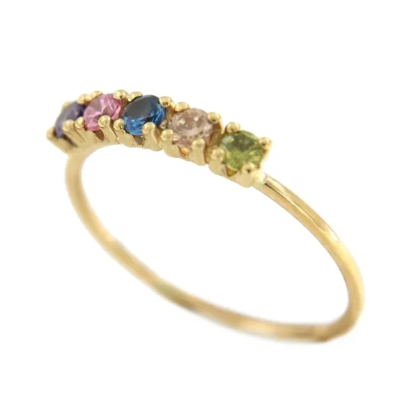 Roman Joyero Anillos<Anillo fino LALE en oro amarillo con pequeños cuarzos de colores