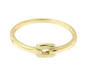 Roman Joyero Anillos<Anillo fino plata con baño de oro y eslabón cuadrado