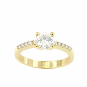 Roman Joyero Anillos<Anillo GLADIOLO solitario cuatro garras con brillantes en oro 18 kilates