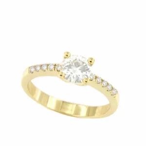 Roman Joyero Anillos<Anillo GLADIOLO solitario cuatro garras con brillantes en oro 18 kilates