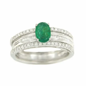 Roman Joyero Anillos<Anillo IRFAN en oro blanco con esmeralda, rubí o zafiro, brillantes y baguettes