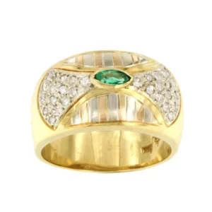 Roman Joyero Anillos<Anillo LAMUS de esmeralda y brillantes en oro de 3 colores 18 ktes