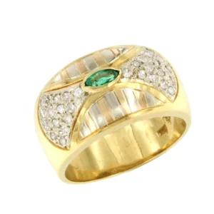 Roman Joyero Anillos<Anillo LAMUS de esmeralda y brillantes en oro de 3 colores 18 ktes