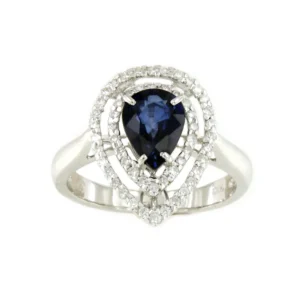 Roman Joyero Anillos<Anillo MEIRA, en oro blanco de 18 kts con brillantes y zafiro.