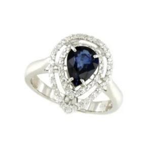 Roman Joyero Anillos<Anillo MEIRA, en oro blanco de 18 kts con brillantes y zafiro.