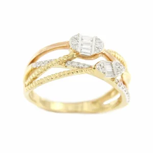 Roman Joyero Anillos<Anillo MESUT alianzas en oro de 3 colores con brillantes y baguettes