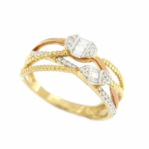 Roman Joyero Anillos<Anillo MESUT alianzas en oro de 3 colores con brillantes y baguettes