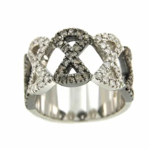 Roman Joyero Anillos<Anillo moderno de oro blanco BASAK con brillantes blancos y marrones