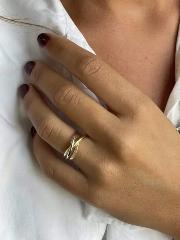 Roman Joyero Anillos<Anillo PRESA alianzas cruzadas de oro amarillo y blanco en 18 ktes