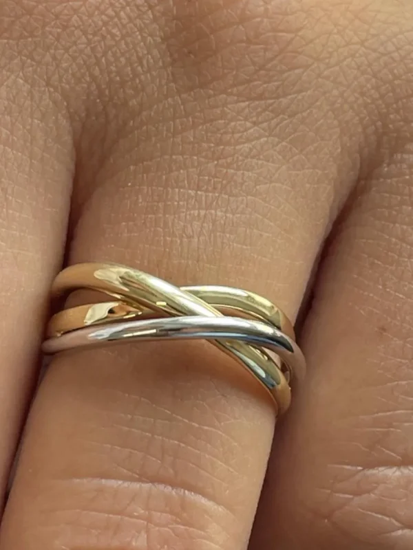 Roman Joyero Anillos<Anillo PRESA alianzas cruzadas de oro amarillo y blanco en 18 ktes