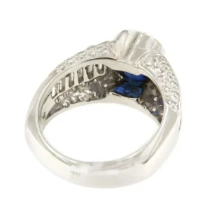 Roman Joyero Anillos<Anillo REIMS en oro blanco 18 ktes con zafiro, brillantes y baguettes