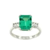 Roman Joyero Anillos<Anillo ROUEN esmeralda y diamantes talla baguetes en oro blanco 18 ktes