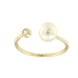 Roman Joyero Anillos<Anillo semiabierto en plata ley dorada con perla y circonita