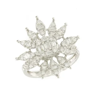 Roman Joyero Anillos<Anillo SOL realizado en oro blanco con baguettes y brillantes