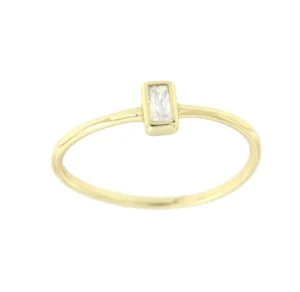 Roman Joyero Anillos<Anillo solitario de plata con circonita en talla baguette