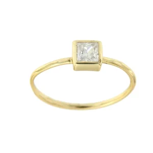 Roman Joyero Anillos<Anillo solitario de plata con circonita en talla princesa