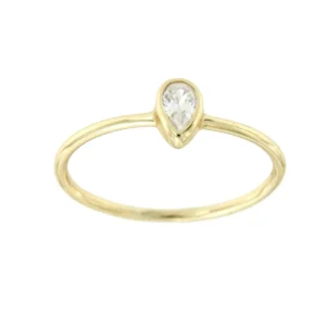 Roman Joyero Anillos<Anillo solitario de plata con circonita en talla de lágrima