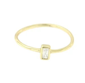 Roman Joyero Anillos<Anillo solitario de plata con circonita en talla baguette