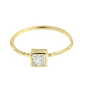 Roman Joyero Anillos<Anillo solitario de plata con circonita en talla princesa
