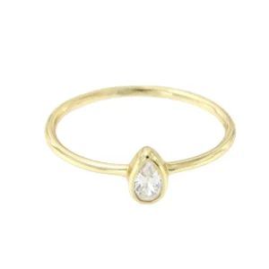 Roman Joyero Anillos<Anillo solitario de plata con circonita en talla de lágrima