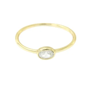 Roman Joyero Anillos<Anillo solitario de plata con circonita en talla de ovalada