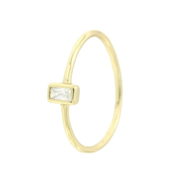 Roman Joyero Anillos<Anillo solitario de plata con circonita en talla baguette