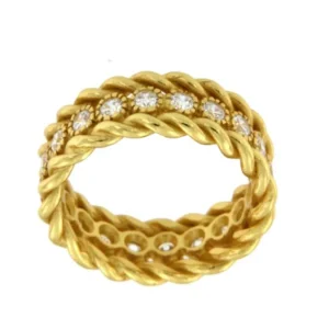 Roman Joyero Anillos<ANTURIO, anillo de plata dorado con circonitas.
