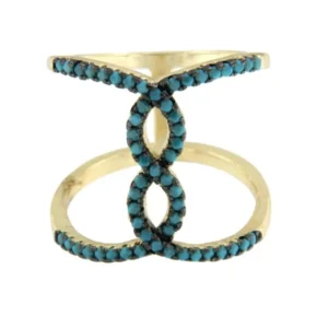 Roman Joyero Anillos<APOLONIA, anillo de plata de ley dorada con turquesas