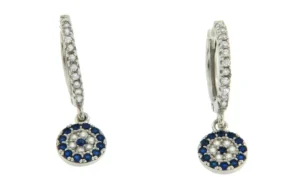 Roman Joyero Pendientes<Argolla de plata con roseta de circonitas blancas y azules