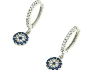 Roman Joyero Pendientes<Argolla de plata con roseta de circonitas blancas y azules