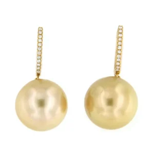 Roman Joyero Pendientes<Argolla en oro amarillo 18 kts, diamante y perla australiana
