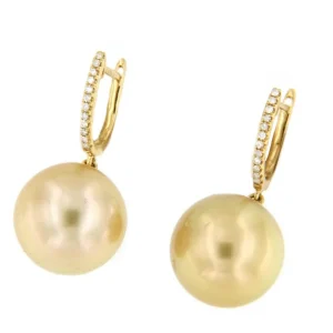 Roman Joyero Pendientes<Argolla en oro amarillo 18 kts, diamante y perla australiana