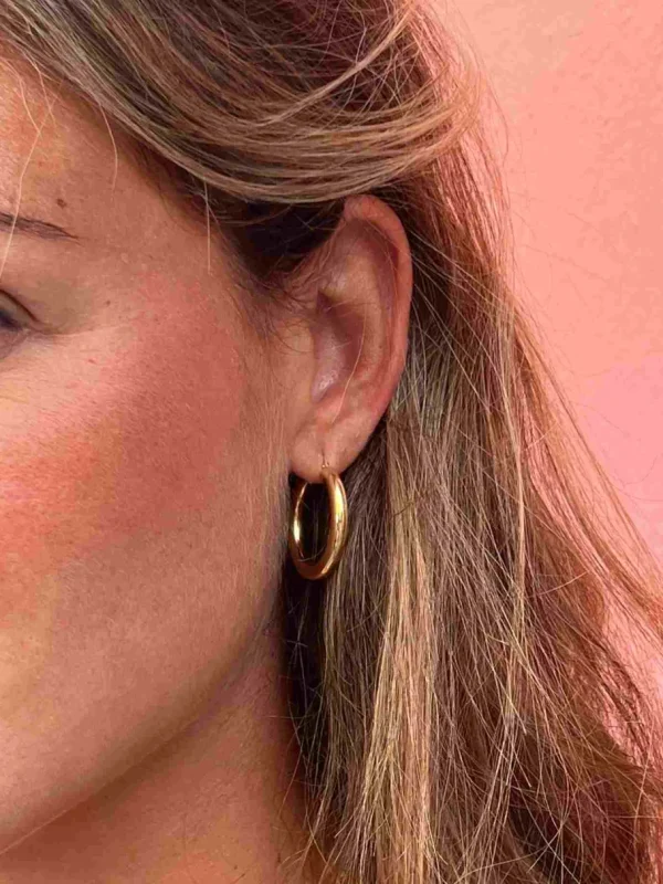 Roman Joyero Pendientes<Argolla lisa BIRAN oro amarillo 18 kilates cuerpo redondeado