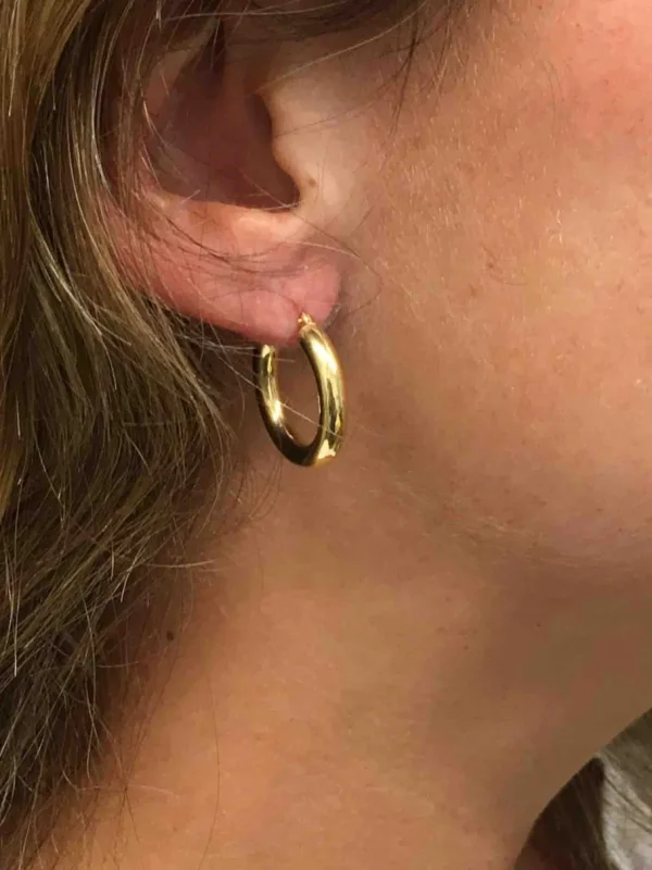 Roman Joyero Pendientes<Argolla lisa BIRAN oro amarillo 18 kilates cuerpo redondeado