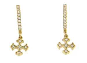 Roman Joyero Pendientes<Argolla pequeña de plata chapada, circonitas y cruz de Malta