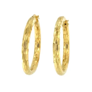 Roman Joyero Pendientes<Argollas ASILAH facetadas en plata 1ª ley bañada oro