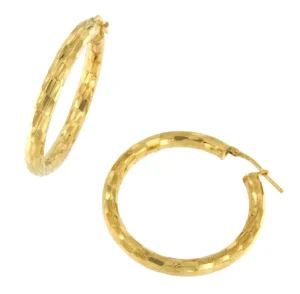 Roman Joyero Pendientes<Argollas ASILAH facetadas en plata 1ª ley bañada oro