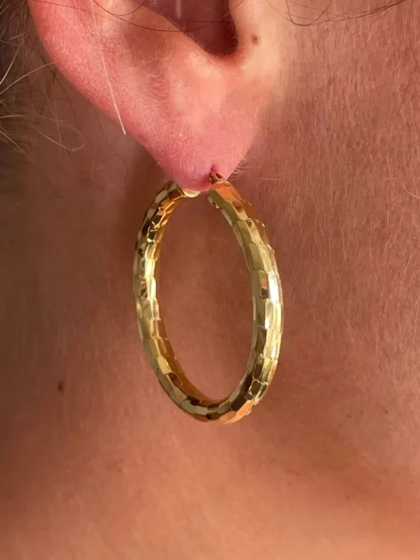 Roman Joyero Pendientes<Argollas ASILAH facetadas en plata 1ª ley bañada oro