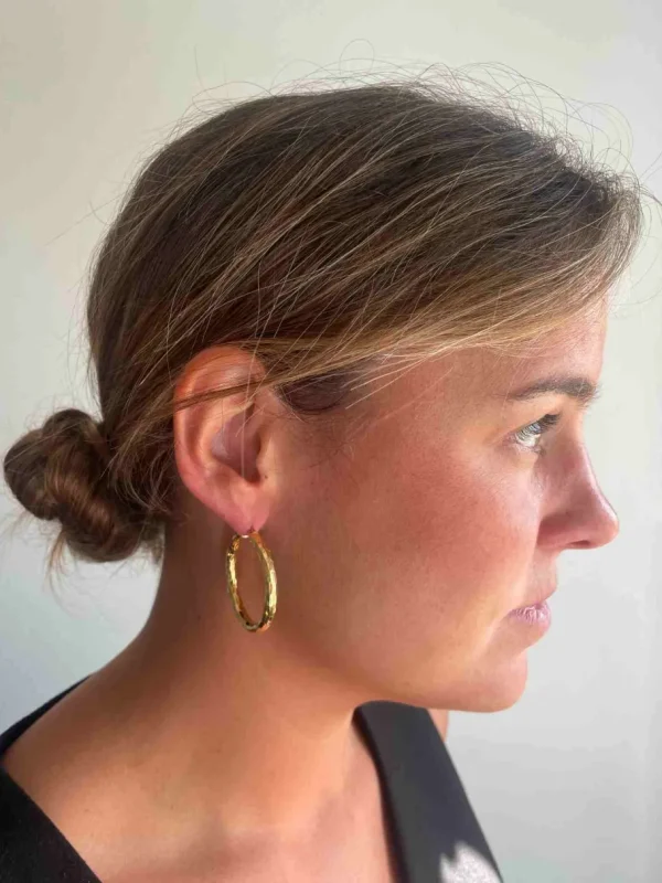 Roman Joyero Pendientes<Argollas ASILAH facetadas en plata 1ª ley bañada oro