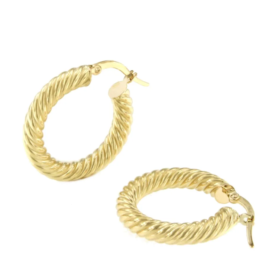 argollas_galloneadas_velm_4.webp Roman Joyero Pendientes<Argollas galloneadas VELMAT en oro amarillo de 18 kilates